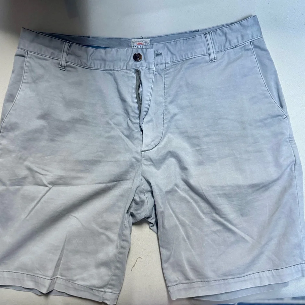 Faherty Light Gray Flat Front Shorts